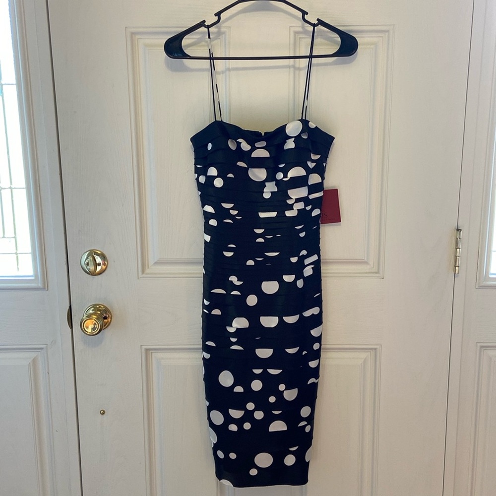 NEW JS Collections Layered polka dotted Cocktail Dress Size 4